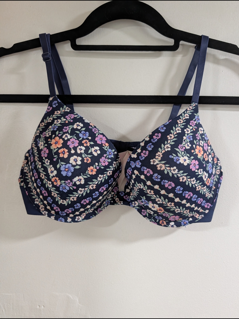 PINK Victoria's Secret Navy Floral Bra with Pastel Flowers